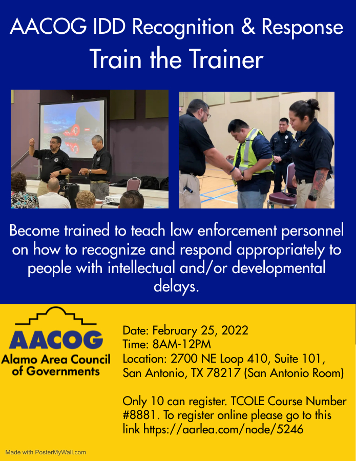 AACOG IDD Recognition & Response Train the Trainer Alamo Area Council